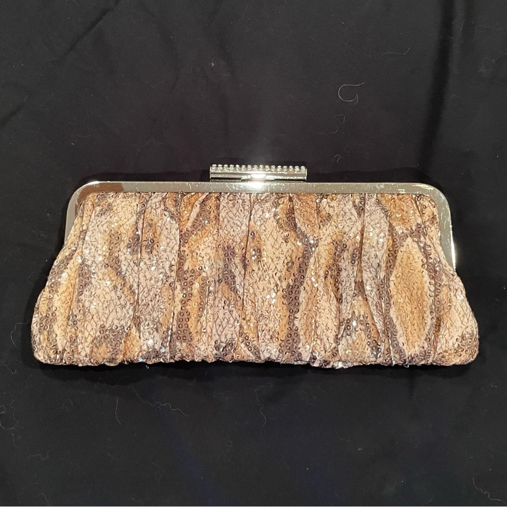 Sparkling Amber Snake Print Clutch
